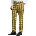 thumbnail image 4 of Unique Bargains Men's Plaid Slacks Regular Fit Flat Front Work Prom Checked Pants 38 Yellow, 4 of 6