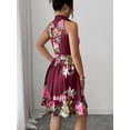 thumbnail image 3 of EASYBRAUS Women Halter Neck Summer Floral Dress Sleeveless Pleated Vacation Dress, 3 of 4