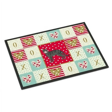 Carolines Treasures Tricolour Aegean Cat Love Indoor or Outdoor Mat 18x27 doormats, Multicolor