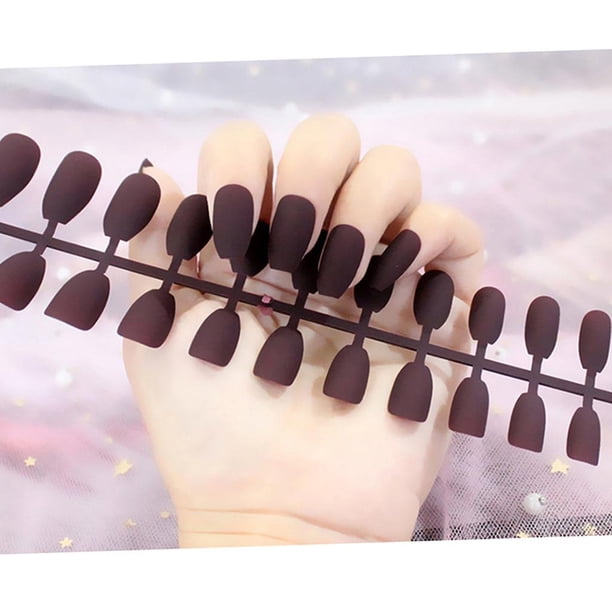 24 piezas pojunto hermoso Ballet mujeres mate puntas de uñas artificiales en cubierta para salón de uñas arte regalos - Color Marron Baoblaze Tabletas de mejora de uñas