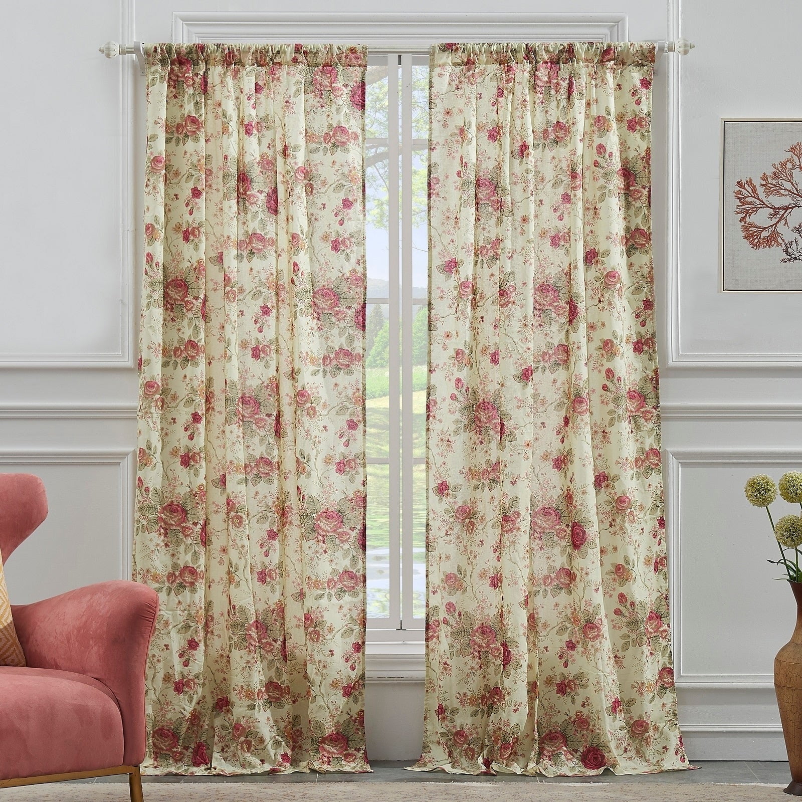 Greenland Home Fashions Antique Rose 84inch Curtain Panel Pair