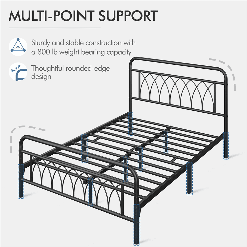 SmileMart Alora Metal Platform Bed Frame with Headboard and Footboard, Twin, Antique Gold