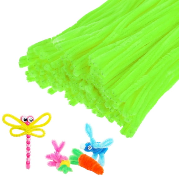 Uxcell 200-Pack Pipe Cleaners Craft, 11.8" Chenille Stems for Art/Festivals Bouquet/Craft/Christmas/DIY Projects [Neon Green]