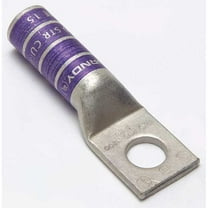 One-Hole Compression Lug, 4/0 AWG Max, 1/2 in Stud, Long Barrel, Copper, Purple