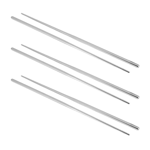 3 Pairs Cooking Chopsticks Extra Long Stainless Steel Chopsticks with Anti-Slip Threaded for Hot Pot, Cooking, Frying