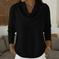 thumbnail image 2 of Women’s Long Sleeve Cowl Neck Pullover Sweater Knitwear Loose Fit Soft Lightweight Top for Fall Winter Spring, 2 of 6