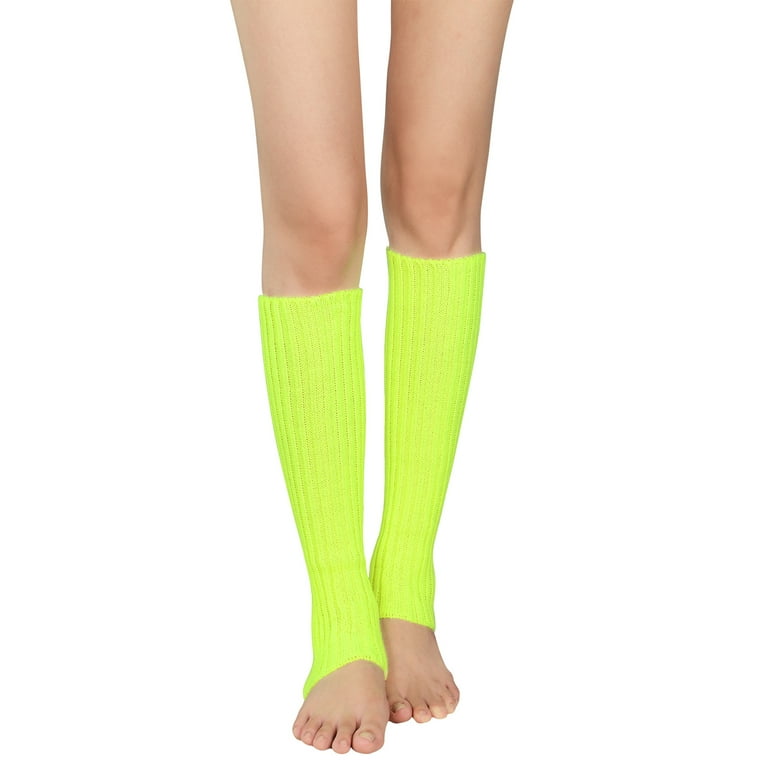 Zando Yellow Leg Warmers for Women 80s Ribbed Knit Knee Warmer 80s