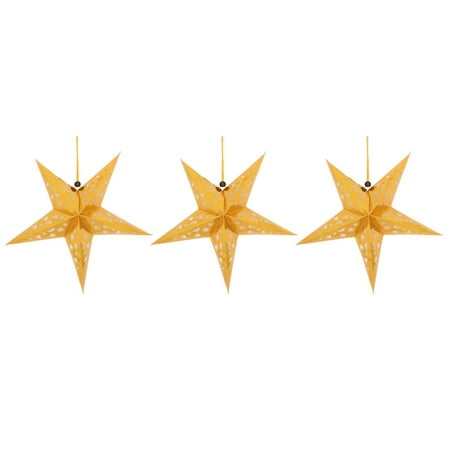 Homemade Paper Christmas Tree Star Unique Bargains Christmas Paper Star Shaped DIY Craft String Hanging Ornament Gold Tone 3pcs ()