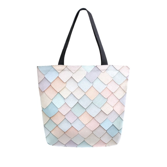 FORMRS Womens Canvas Tote Bag with Zipper Inner Pocket Shoulder Handbag, Small Pink Pattern
