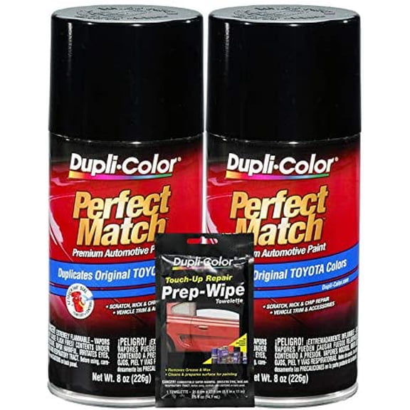 Black (Metallic) Exact-Match Automotive Paint For Vehicles - 8 oz, Bundles Prep Wipe (3 Items)