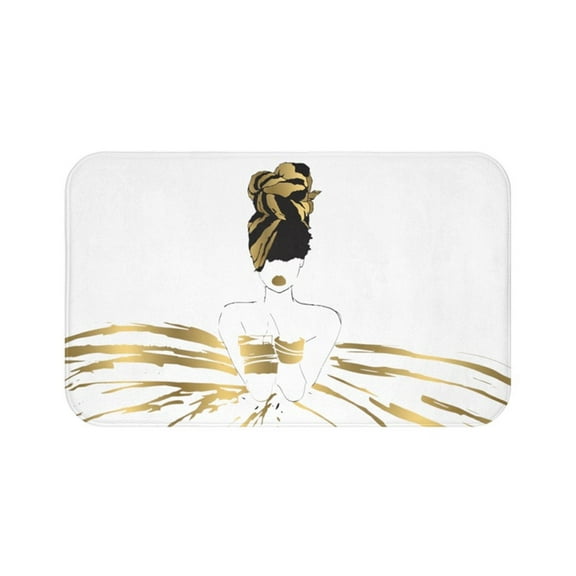 Pardon My Fro Oro White Non-Slip Microfiber Bathmat, 30" x 20", 1 Piece