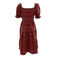 thumbnail image 4 of XIYON Womens Dresses Women's Fashion Checked Mid Sleeve Casual Long Dress Travel Vacation Outfits, 4 of 6