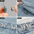 thumbnail image 6 of 4 Pairs Pant Waist Tightener, Jean Buttons for Loose Jeans, No Sew and No Tools Jeans Button Tightener, Adjustable Buttons for Jeans Pants Button Tightener, Butterfly Instant Button Pins, Silver, 6 of 8