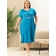 thumbnail image 2 of Women's Plus Size Nightgown Cat Print with Pocket Sleep Dress Sleepwear Peacock Blue 1X, 2 of 5