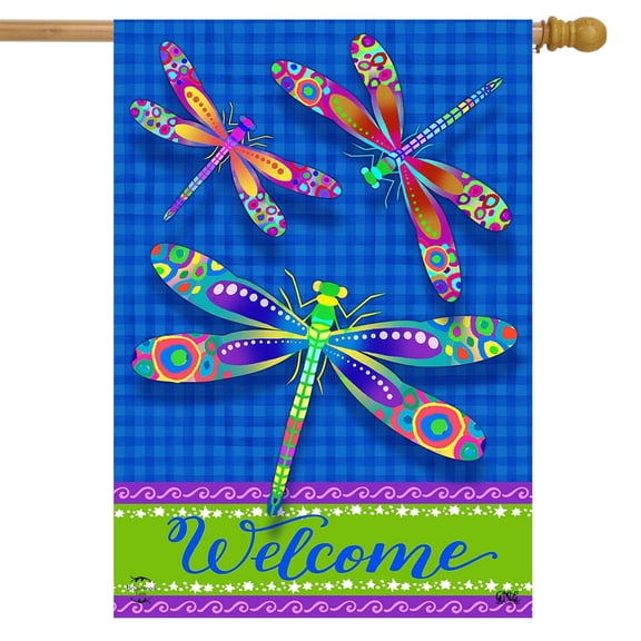 Briarwood Lane Colorful Dragonflies Summer House Flag