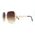 thumbnail image 3 of Womens Diva Jewel Chain Arm Metal Rim Butterfly Sunglasses Gold - Brown, 3 of 4