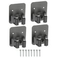 thumbnail image 1 of Soporte para escobas de acero inoxidable 304 Uxcell, montado en la pared, ganchos para mopas, estante de utilidad pesada, gris, paquete de 4, 1 of 5