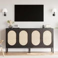 thumbnail image 5 of WALYWIK Buffet Cabinet, Rattan Storage Cabinet with Doors and Shelves, Accent Cabinet Sideboard, Wood Console Cabinet with Storage Entryway Cabinet for Living Room, Dining Room, Black, 5 of 7
