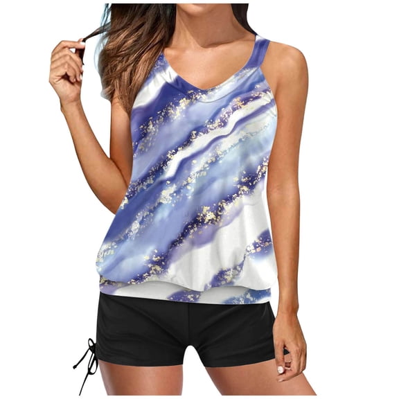 BOOMNY Womens Tankini Sets 2 Peice Swimsuit For Women Hawaii Graphic Swimwear Tummy Control High Waist Cozy Soft Bathing Suits