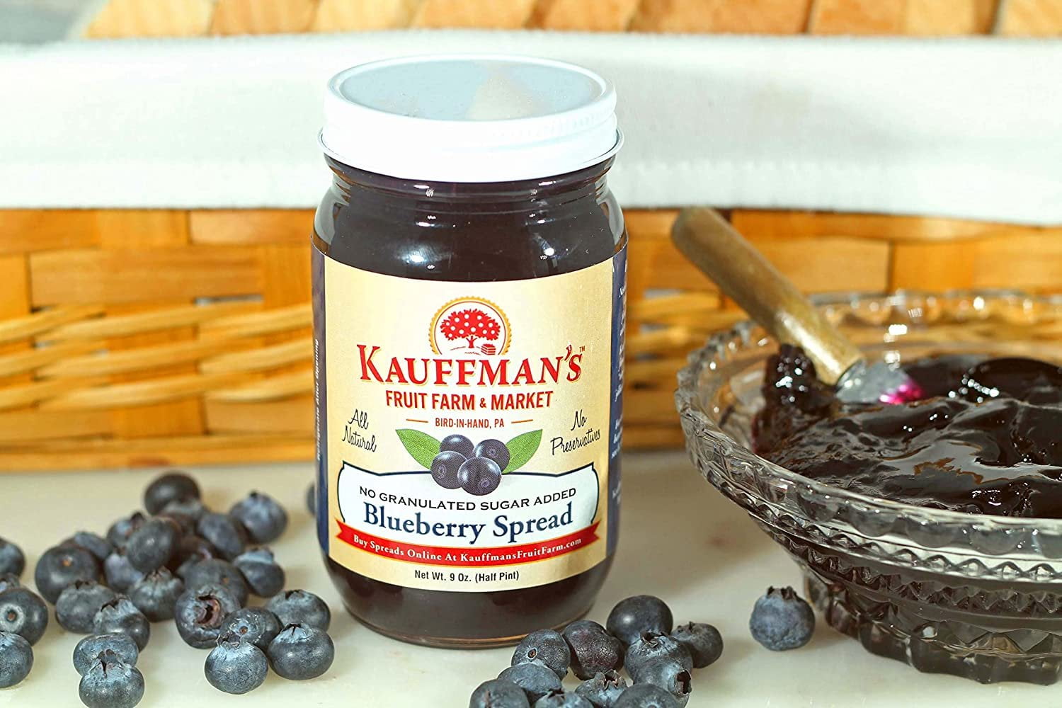 Kauffman Orchards Blueberry Fruit Spread, All Natural, No Preservatives or Granulated Sugar Added, 9 Oz. Pack of 1