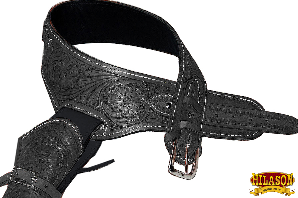 46 In Hilason Western Right Hand Gun Holster Rig 38 Cal Leather Cowboy