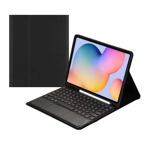 JINRAN Touch Keyboard Case for Samsung Galaxy Tab S6 Lite 10.4 Inch 2024/2022/2020 Model (SM-P620/P625/SM-P610/P613/P615/P619), with Pencil Holder - Magnetically Detachable Touch Bluetooth Keyboard