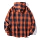 thumbnail image 4 of Blusa de manga larga con capucha para hombre, estilo holgado, a cuadros, con botones y cordón ajustable, de poliéster., 4 of 4