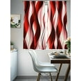 thumbnail image 4 of Red Striped Ombre Sheer Curtains 72 Inch Length 2 Panels Set, Modern Red Moire Geometric Voile Window Treatment Rod Pocket Curtains Sheers Drapes for Bedroom/Living Room/Kitchen 52"x72"x2, 4 of 7