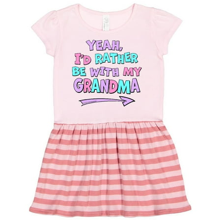 

Inktastic Yeah I d Rather be with My Grandma in Pink Blue and Purple Gift Toddler Girl Dress