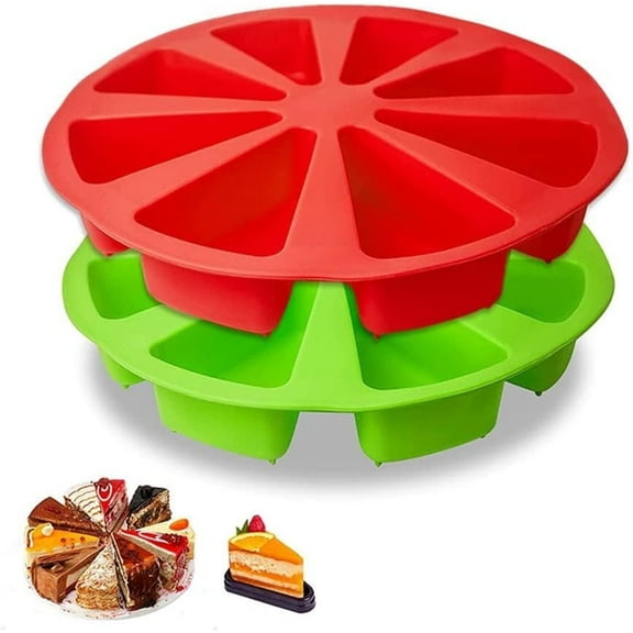 2 Pack Silicone Baking Molds, Triangle Cake Pan DIY/8 Cavity Silicone Scone Pan/Cakes Slices Mold/Pizza Baking Molds/Bread Mold molds for baking,for Kitchen Baking Tool