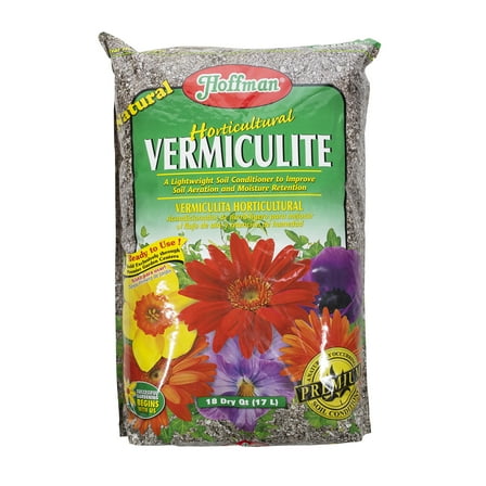 Hoffman Horticultural Vermiculite Lightweight Garden Soil Conditioner for Aeration and Moisture Retention, 18qt