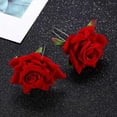 thumbnail image 3 of Rosa roja tipo U para novia, accesorios para el cabello, horquilla de seda, flor SAL99, 3 of 4