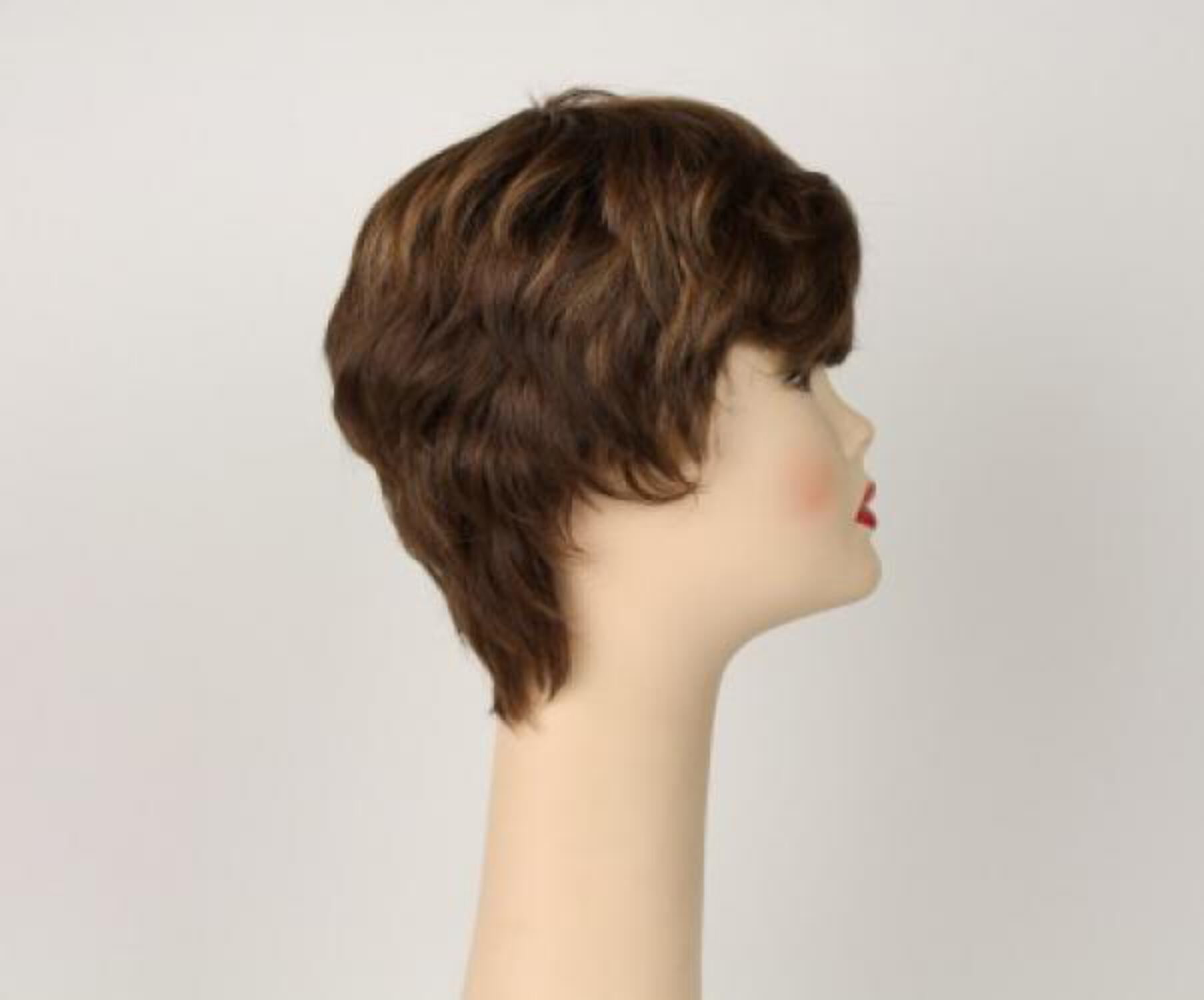 European Human Hair Freeda Wig Linda Light Brown With Blonde Highlights Size M