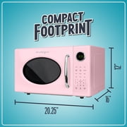 Nostalgia 1.1 cu ft Retro Microwave Oven, 1000W Countertop Microwave Oven with 8 Auto Cook Programs, Pink