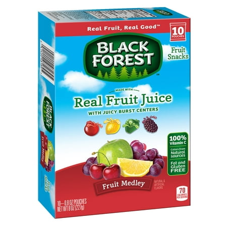 (2 Pack) Black Forest, Juicy Burst Mixed Fruit, Fruit Snacks, 0.8oz, 10