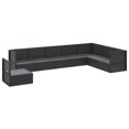 thumbnail image 2 of vidaXL 8 Piece Garden Lounge Set with Cushions Black Poly Rattan, 2 of 5