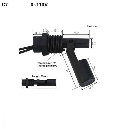 

Side Mount Liquid Water Level Sensor Horizontal Float Switch for Aquariums Fish Tank Pool Automatic Pump 110/220VDC PP Plastic