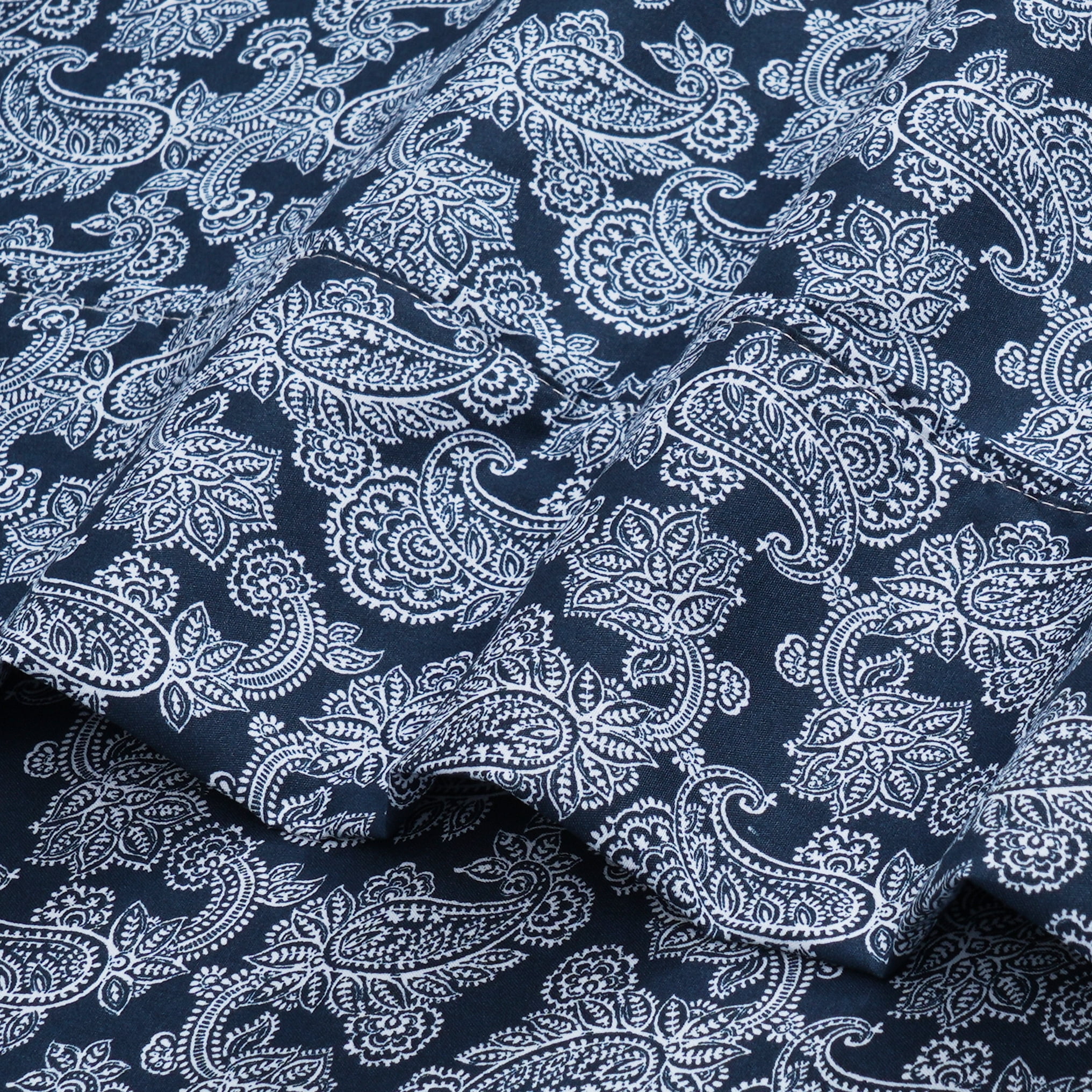 Mainstays Super Soft Brushed Microfiber Bed Sheet Set, Navy Blue Hayden Paisley Print, Twin-XL, 3 Piece