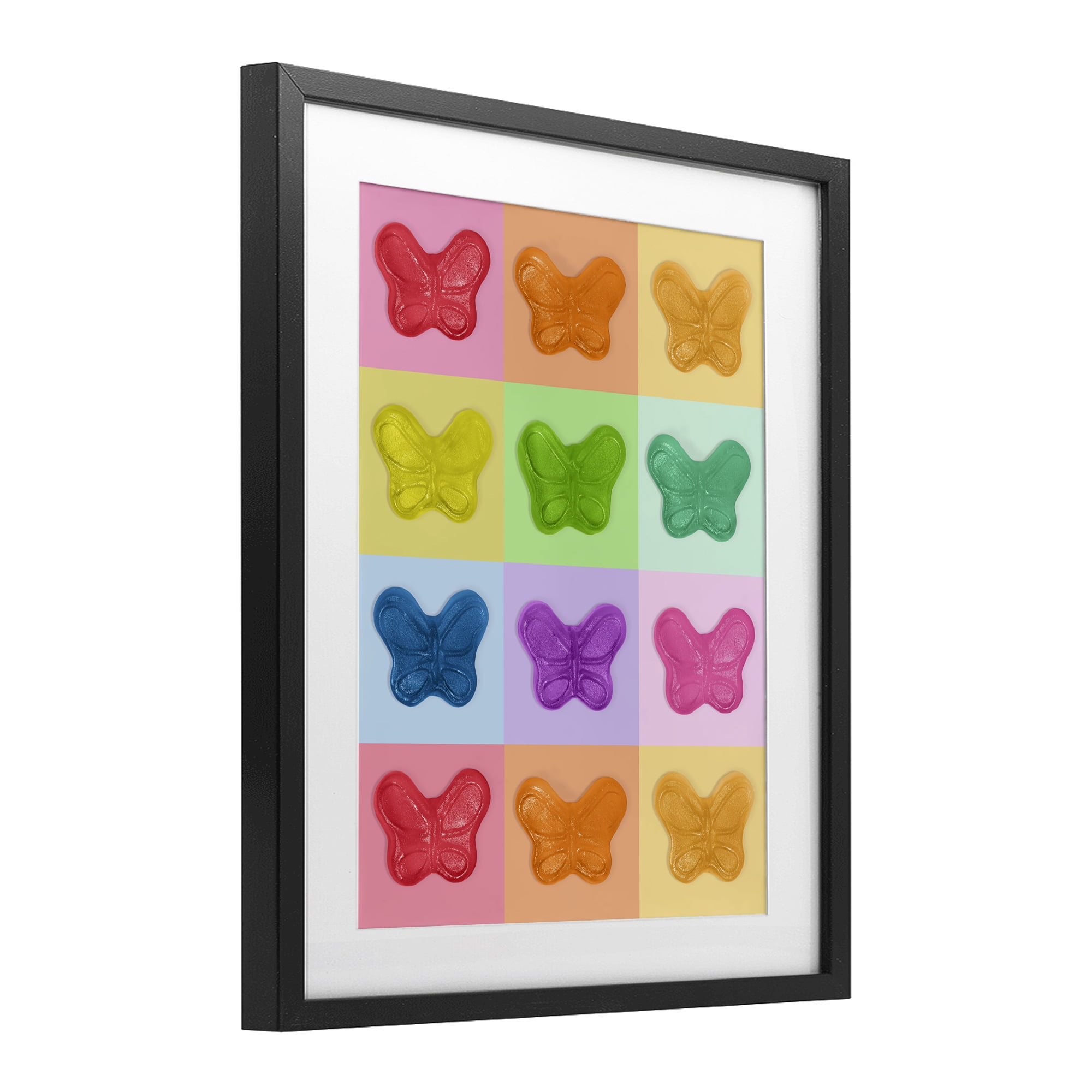 Stupell Industries Colorful Butterflies Candy Black Framed Print Under Glass, design by LISH Creative