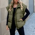 thumbnail image 4 of Kilaqueen Puffer Vests for Women Oversized Sleeveless Zip Up Lapel Cropped Outerwear Quilted Padded Puffy Solid Color Vests, 4 of 9