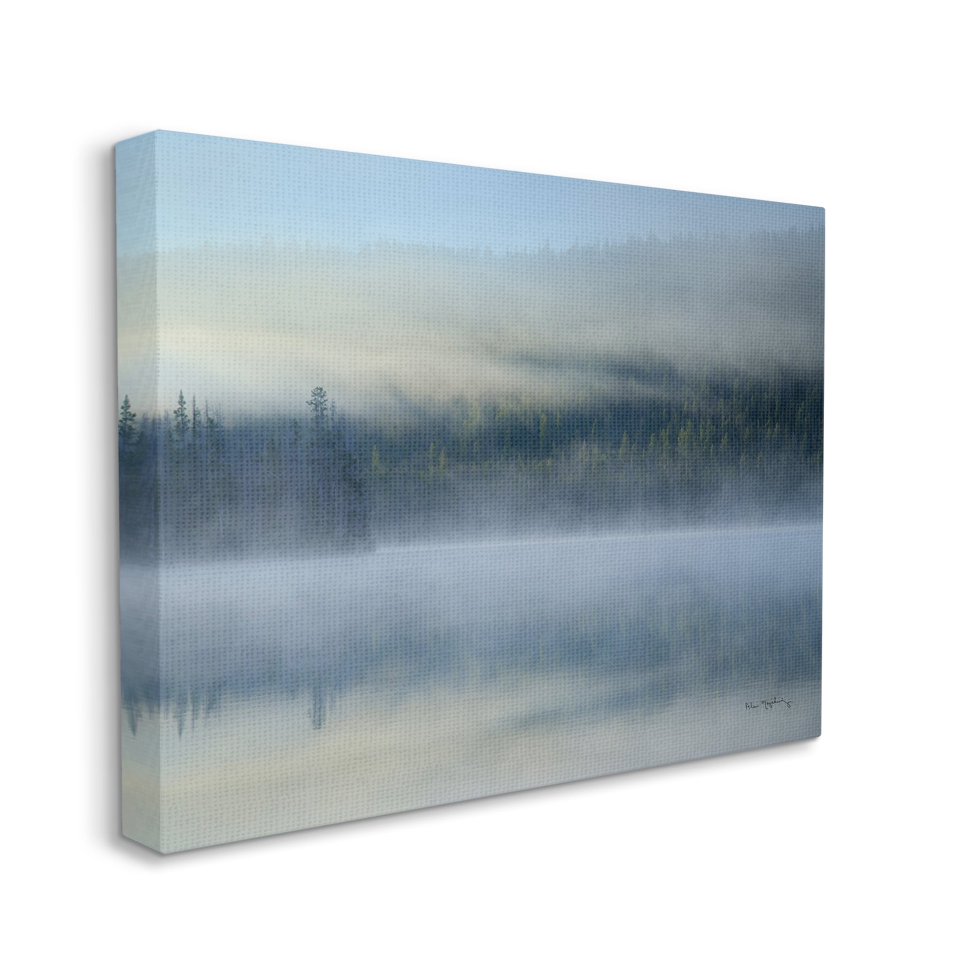 Stupell Industries Foggy Mountain Lake Scenery Nature Photography Gallery Wrapped Canvas Print Wall Art, 40 x 30
