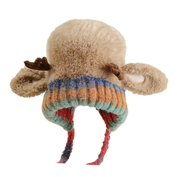 Guardurnaity Gorro de cuernos de ciervo deformable 2 en 1. Transfórmelo en gorro y bolso con estilo. Gorro de cuernos de ciervo navideño con Sombreros caqui M (56-58 cm)