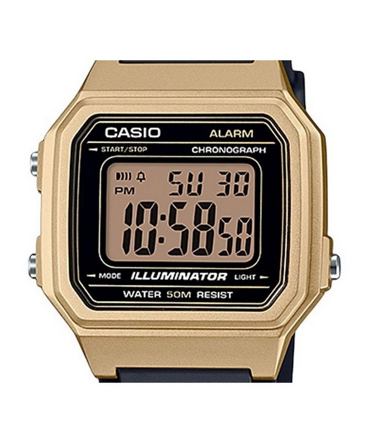 Casio Men's Black Resin Band Gold Bezel Digital Watch W-217HM-9AV
