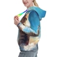 thumbnail image 2 of Daiia Blue Sky Winged Cat Pattern Women's Fashion Hoodies & Sweatshirts with Kangaroo Pocket Hooded Sweatshirt with Eye-catching Drawstrings-Large, 2 of 7