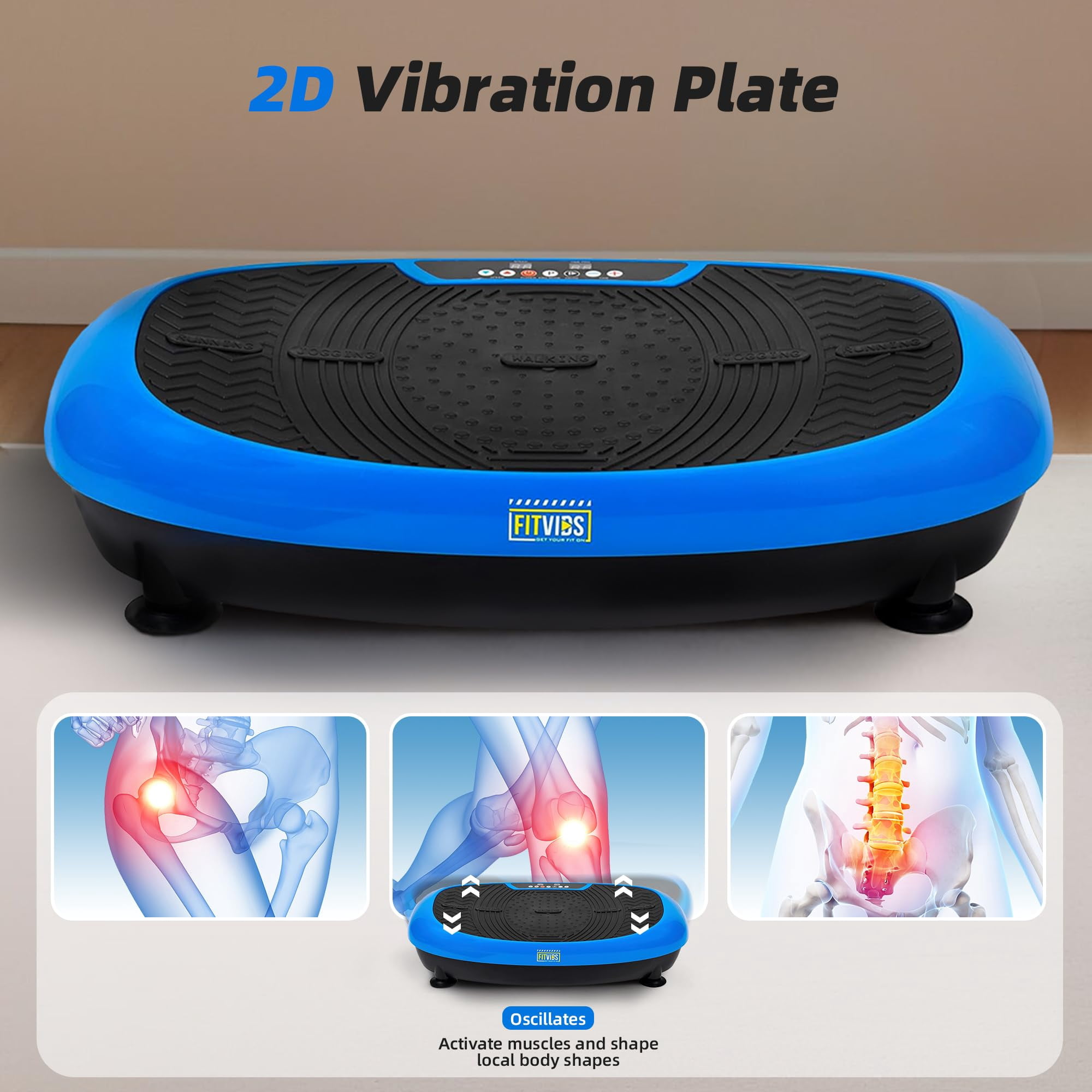 Signature Fitness Vibration Plate Exercise Machine, 500lbs Capacity with Resistance Loops and Resistance Band