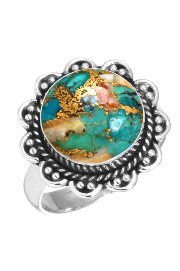 925 Sterling Silver Women Jewelry Natural Spiny Oyster Ring