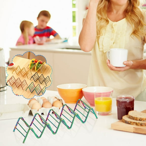 4-Tier Stainless Steel Taco Serving Rack - Wavy Design Taco Holder for Entertaining - Space-Saving Kitchen Organizer for Tacos and Quesadillas