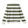 thumbnail image 5 of Wutalume Men's Round Neck Ribbed Knit Pullover, Long Sleeve Striped Print Sweater, Comfortable Stretch Top for Casual Layering and Everyday Wear,Green 3XL, 5 of 6