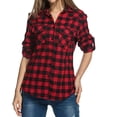 thumbnail image 4 of larppty Women's Long Sleeve Button Down Plaid Flannel Shirt Fall Casual Tops (Brick Red, XXL), 4 of 6