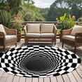 thumbnail image 2 of Abstract Plaid Washable Round Area Rug 6 ft, Black White Checkered Spiral Illusion Tunnel Interior, Soft Non Slip Rugs Stain Repellent Indoor Felt Carpet for Living Dining Room Bedroom Home Office, 2 of 9